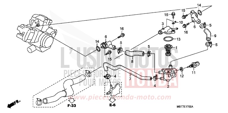 WATER PIPE for Varadero ABS PEARL CONCOURS BLACK (NHA65) from 2008